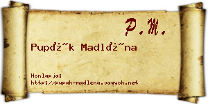 Pupák Madléna névjegykártya